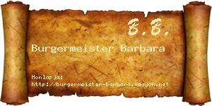 Burgermeister Barbara névjegykártya